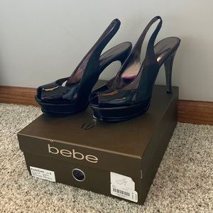 Bebe Zahara leather slingback platform Sandal